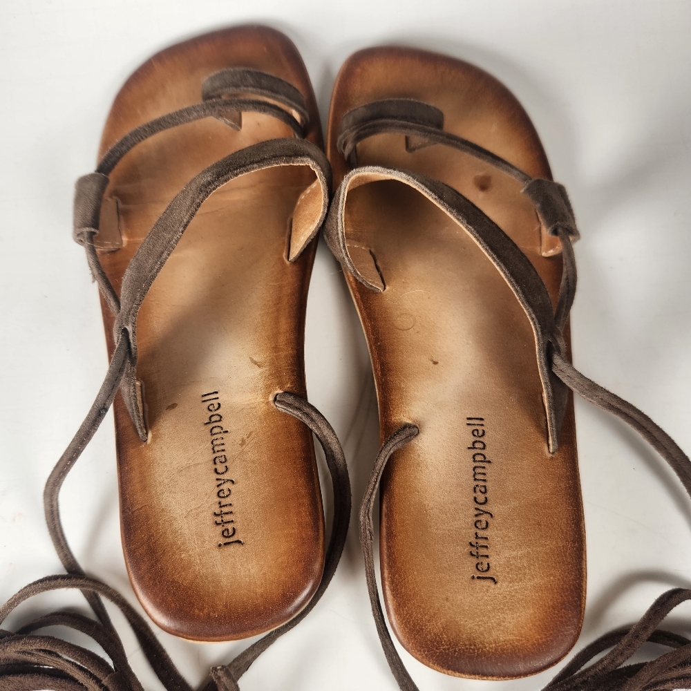JEFFREY CAMPBELL Women's Sandal Size 36 / 6 Handmade Leather Rawhide Boho Shoe - Picture 5 of 11